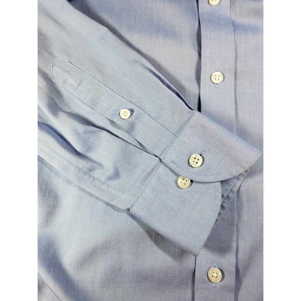 Button Down Brand Blue Supima Cotton Button Down Long Sleeve Shirt Professional - Picture 4 of 8
